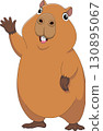 cute capybara waving cartoon 130895067