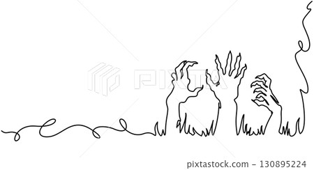 Halloween decoration card. Zombie Hand Rising from the Ground. Halloween decoration card. Zombie Hand Rising from the Ground. 130895224