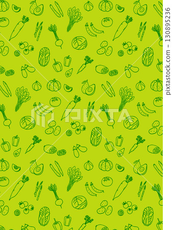 可愛的手繪蔬菜顏色背景圖案 130895236