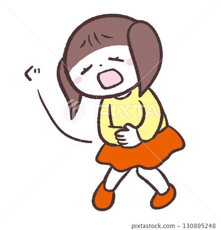 飢餓的女孩的插圖 130895248