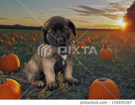 puppy Leonberger in nature puppy Leonberger in nature 130895267