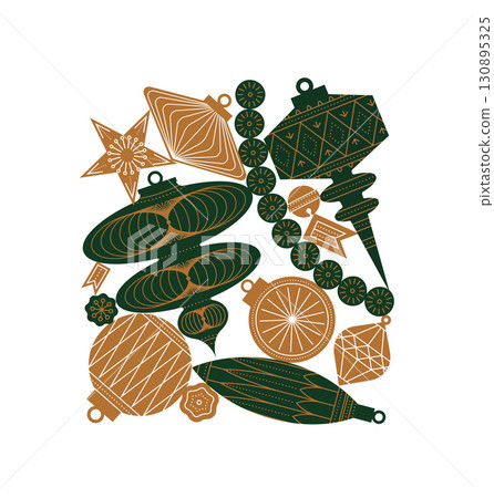 Christmas tree toys vintage style 130895325