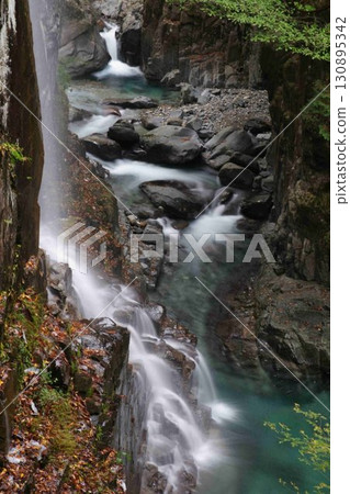 Valley, waterfall and splash 130895342