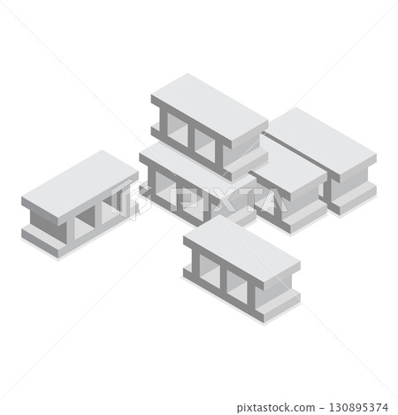 3D Isometric Flat  Set of Building Materials. Item 1 130895374