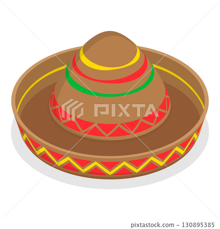3D Isometric Flat  Set of Mexican Hats. Item 8 130895385