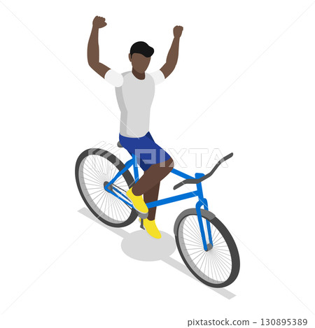 3D Isometric Flat Set of Cycling People. Item 3 3D Isometric Flat Set of Cycling People. Item 3 130895389