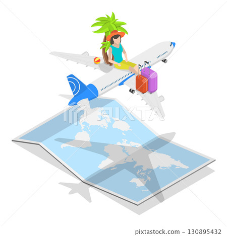 3D Isometric Flat Illustration of Air Trip. Item 3 3D Isometric Flat Illustration of Air Trip. Item 3 130895432