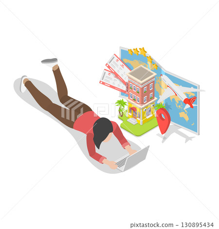 3D Isometric Flat Illustration of Trip Planning. Item 3 3D Isometric Flat Illustration of Trip Planning. Item 3 130895434