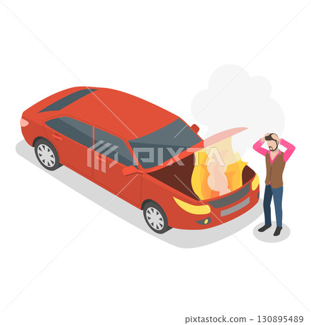 3D Isometric Flat  Illustration of Accidents On Road. Item 4 130895489