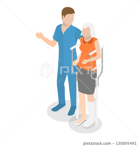 3D Isometric Flat  Illustration of Caring For The Elderly. Item 1 130895491