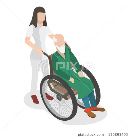 3D Isometric Flat Illustration of Caring For The Elderly. Item 3 3D Isometric Flat Illustration of Caring For The Elderly. Item 3 130895493