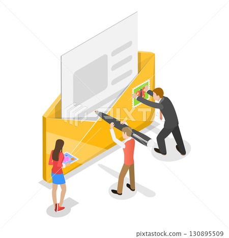 3D Isometric Flat  Illustration of Social Media. Item 2 130895509