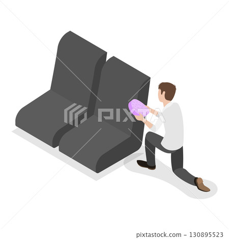 3D Isometric Flat  Illustration of Self Car Wash. Item 1 130895523