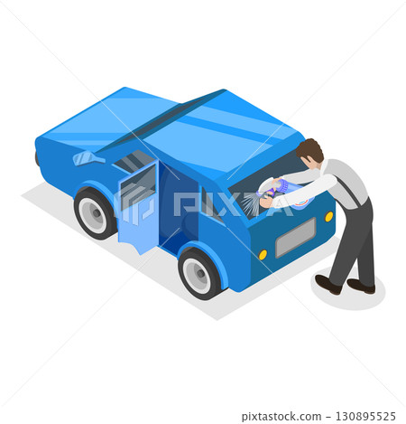 3D Isometric Flat Illustration of Self Car Wash. Item 3 3D Isometric Flat Illustration of Self Car Wash. Item 3 130895525