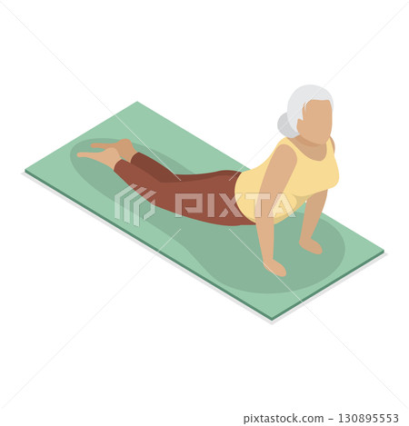 3D Isometric Flat Illustration of Elderly Various Exercises. Item 1 3D Isometric Flat Illustration of Elderly Various Exercises. Item 1 130895553