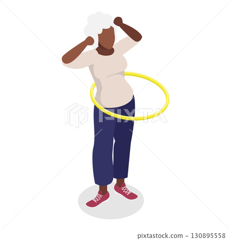 3D Isometric Flat  Illustration of Elderly Various Exercises. Item 6 130895558
