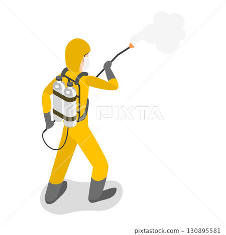 3D Isometric Flat  Illustration of Disinfection Service. Item 9 130895581