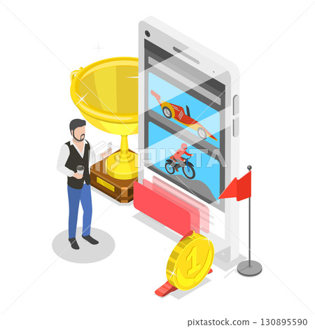 3D Isometric Flat  Illustration of Professional Car Racing. Item 1 130895590