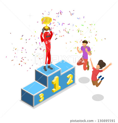 3D Isometric Flat Illustration of Professional Car Racing. Item 2 3D Isometric Flat Illustration of Professional Car Racing. Item 2 130895591