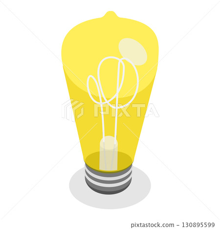 3D Isometric Flat  Illustration of Different Light Bulbs. Item 2 130895599
