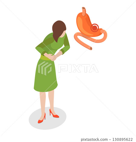 3D Isometric Flat  Illustration of Digestive Problem. Item 1 130895622