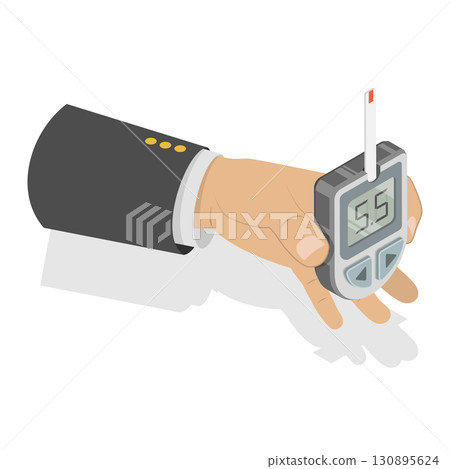 3D Isometric Flat  Illustration of Diabetes Management. Item 1 130895624
