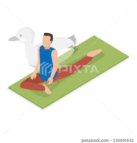 3D Isometric Flat  Illustration of Animal Yoga Poses. Item 2 130895632