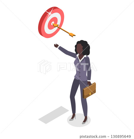 3D Isometric Flat  Illustration of Business Company Success. Item 2 130895649