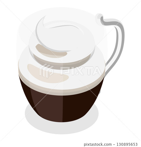 3D Isometric Flat  Set of Coffee Beverages. Item 3 130895653