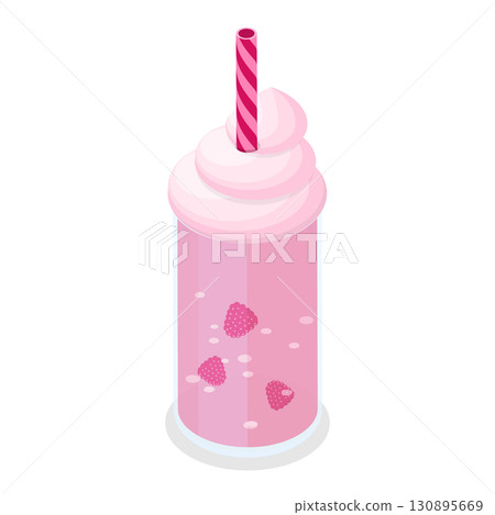 3D Isometric Flat  Set of Refreshing Drinks. Item 4 130895669