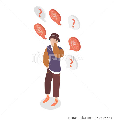 3D Isometric Flat  Illustration of Chatty Girlfriend. Item 1 130895674