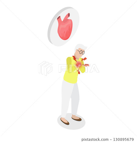3D Isometric Flat  Illustration of Heart Attack. Item 2 130895679