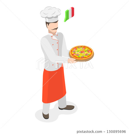 3D Isometric Flat  Set of Male And Female Chefs. Item 5 130895696