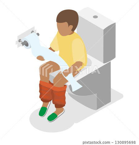 3D Isometric Flat  Illustration of Kids Daily Routine. Item 1 130895698