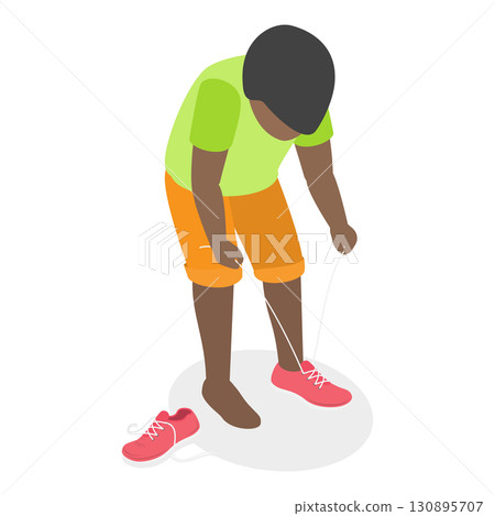 3D Isometric Flat Set of Children Putting Clothes. Item 4 3D Isometric Flat Set of Children Putting Clothes. Item 4 130895707