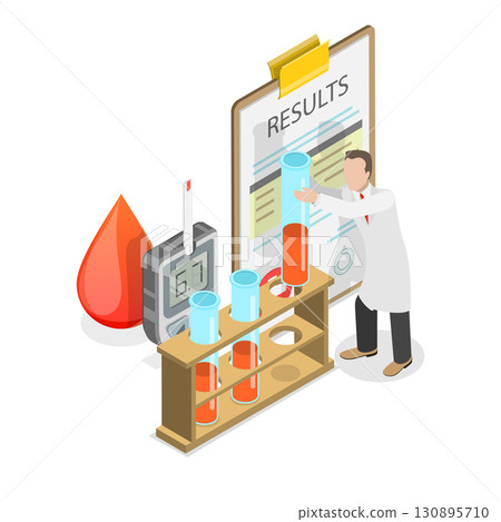 3D Isometric Flat  Illustration of Glucose Monitoring. Item 2 130895710
