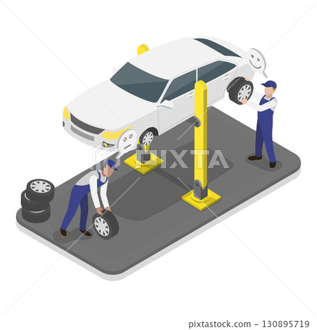 3D Isometric Flat  Illustration of Auto Repair. Item 2 130895719