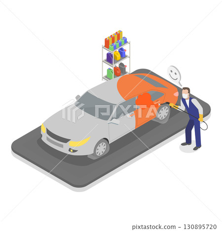 3D Isometric Flat  Illustration of Auto Repair. Item 3 130895720