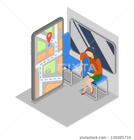 3D Isometric Flat Illustration of Smart City Transport. Item 1 3D Isometric Flat Illustration of Smart City Transport. Item 1 130895738