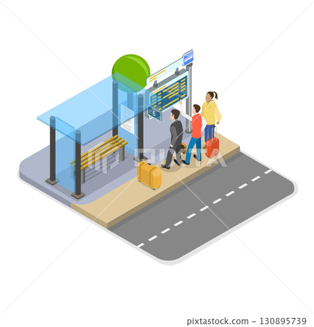 3D Isometric Flat  Illustration of Smart City Transport. Item 2 130895739