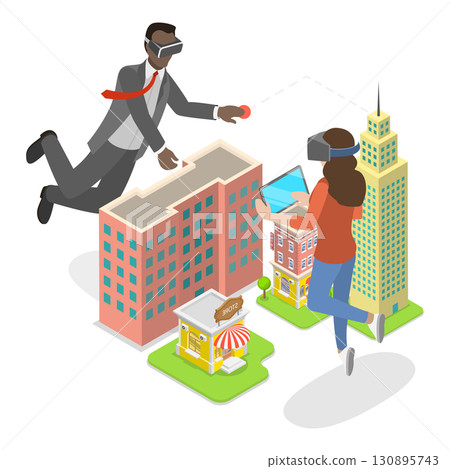 3D Isometric Flat  Illustration of Virtual Reality Technologies. Item 2 130895743