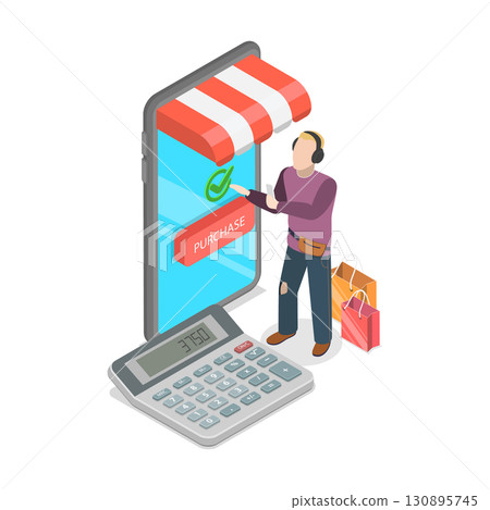 3D Isometric Flat  Illustration of Wireless Network Infrastructure. Item 1 130895745