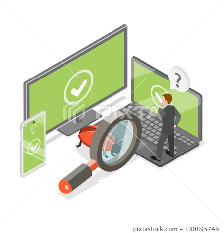 3D Isometric Flat  Illustration of App Development. Item 1 130895749