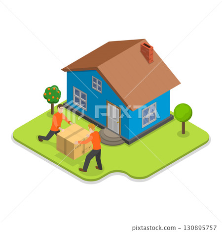 3D Isometric Flat  Illustration of Delivery Company. Item 1 130895757