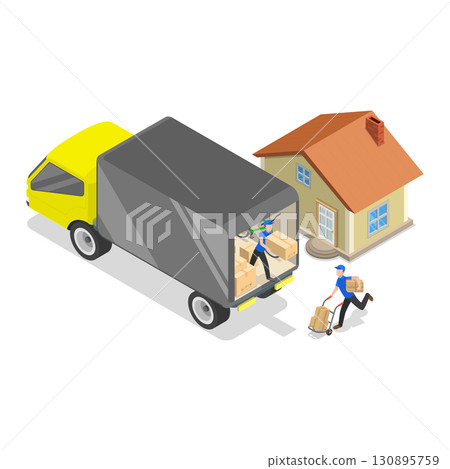 3D Isometric Flat  Illustration of Delivery Company. Item 3 3D Isometric Flat  Illustration of Delivery Company. Item 3 130895759