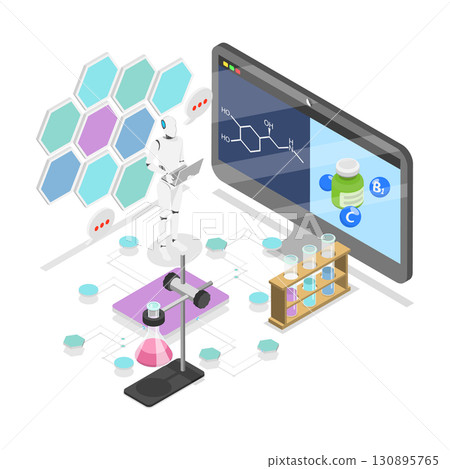 3D Isometric Flat  Illustration of AI and Science Research. Item 2 130895765