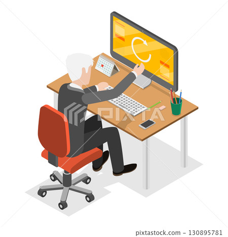 3D Isometric Flat  Illustration of Software Update. Item 2 130895781