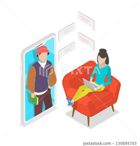 3D Isometric Flat  Illustration of Students Weekend Spare Time. Item 1 130895783
