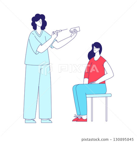 Medicine with Woman Doctor Do Injection to Patient Vector Illustration Medicine with Woman Doctor Do Injection to Patient Vector Illustration 130895845