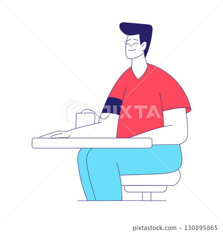Medicine with Man Patient Take Drip Sitting Vector Illustration Medicine with Man Patient Take Drip Sitting Vector Illustration 130895865